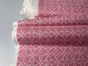 Patchwork stof - fin mørkere lyserød med mønster